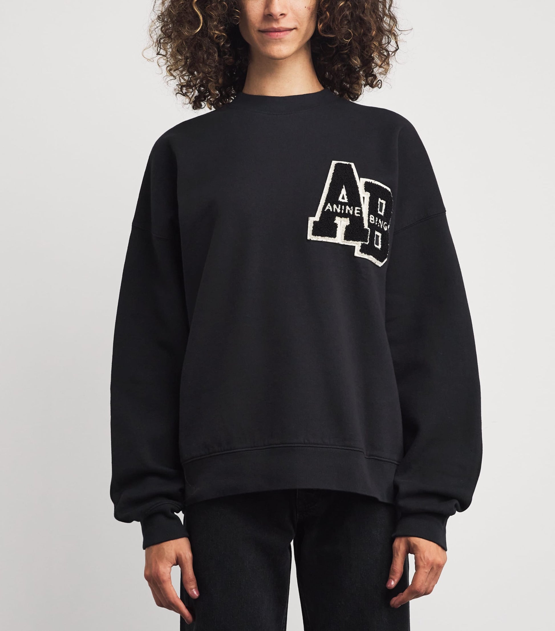 Black Oversized Cotton Logo Sweatshirt