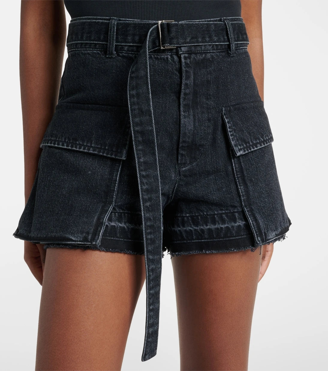 Sacai - Belted denim shorts