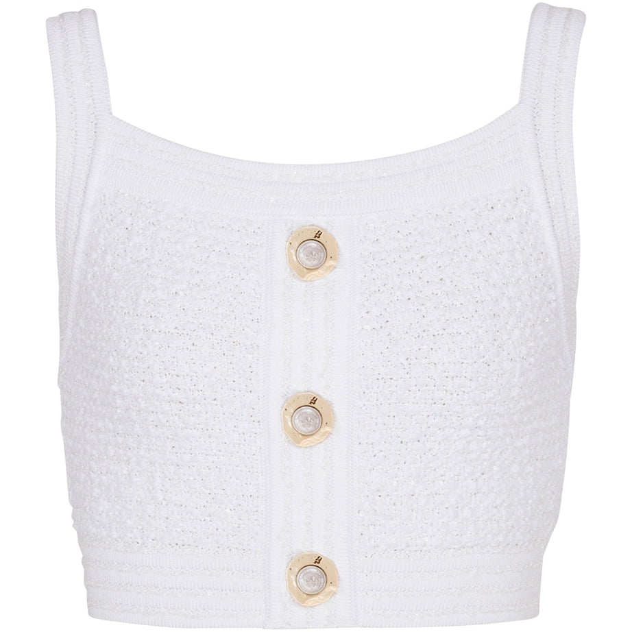 Balmain White Tweed Crop Top