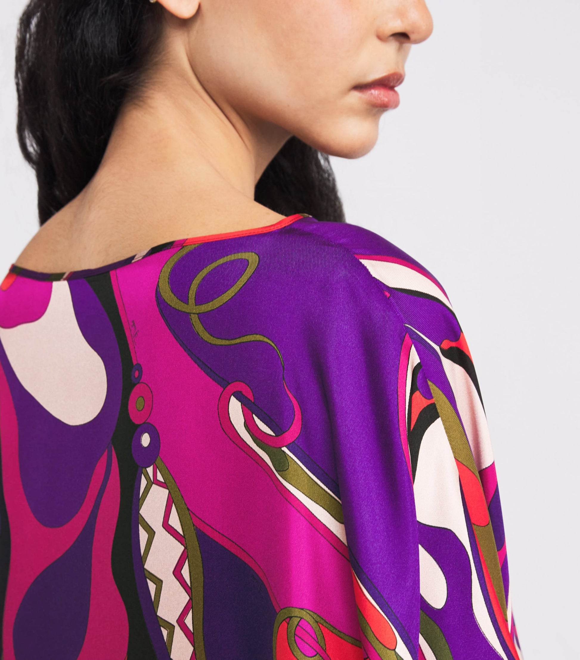 PUCCI Multi Silk Orchidee Print Maxi Kaftan Dress