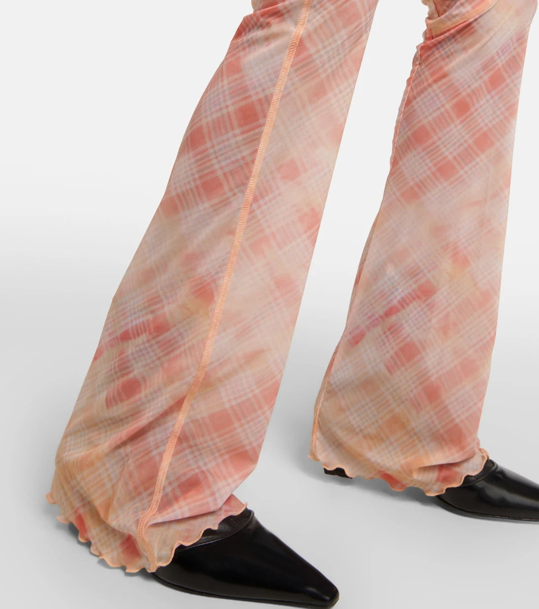 KNWLS - Checked high-rise flared leggings