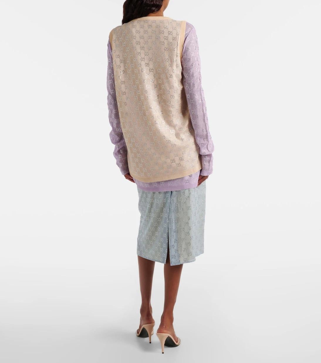 Gucci - GG embellished silk-blend midi skirt