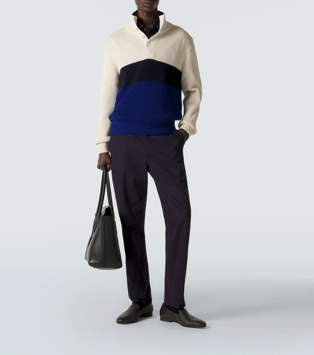Dunhill - Colorblocked cotton and silk sweater