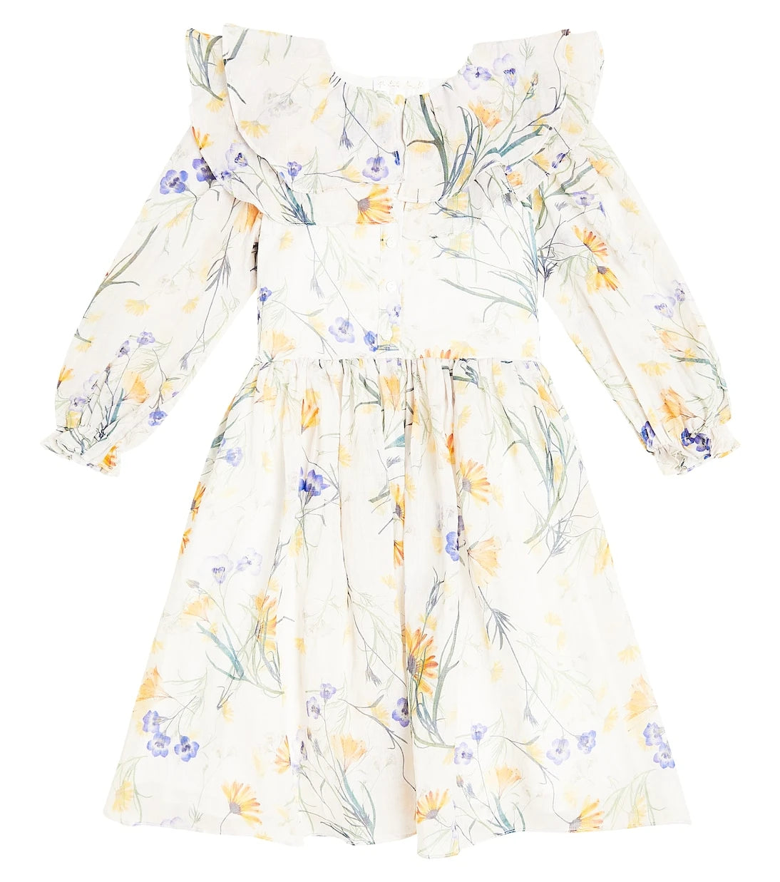 Petite Amalie - Ruffled floral linen dress