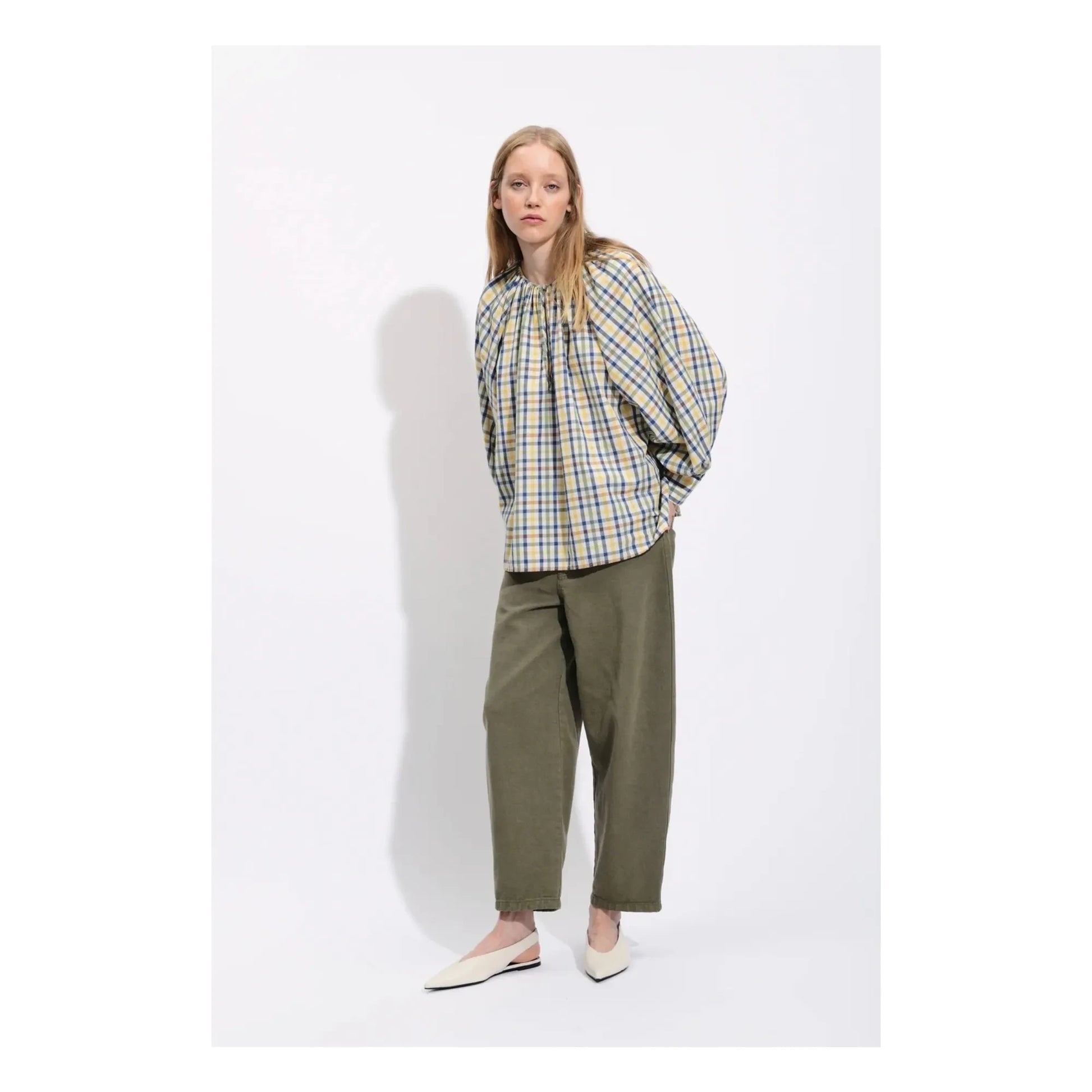 BELLEPIECE - Ernesto Cotton plaid blouse | Blue