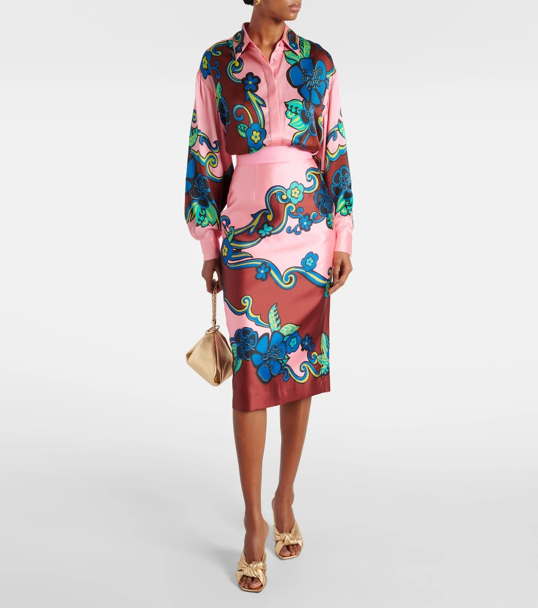Alémais - Floral high-rise midi skirt