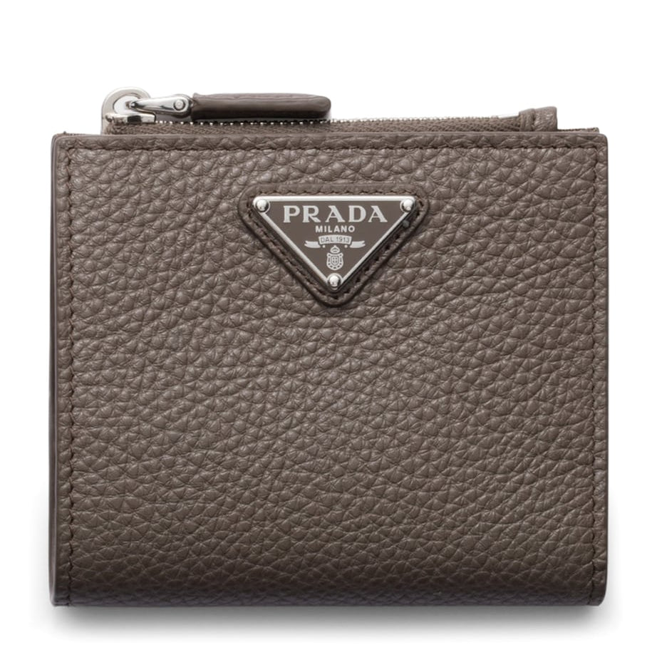 Grained Leather Triangle Wallet