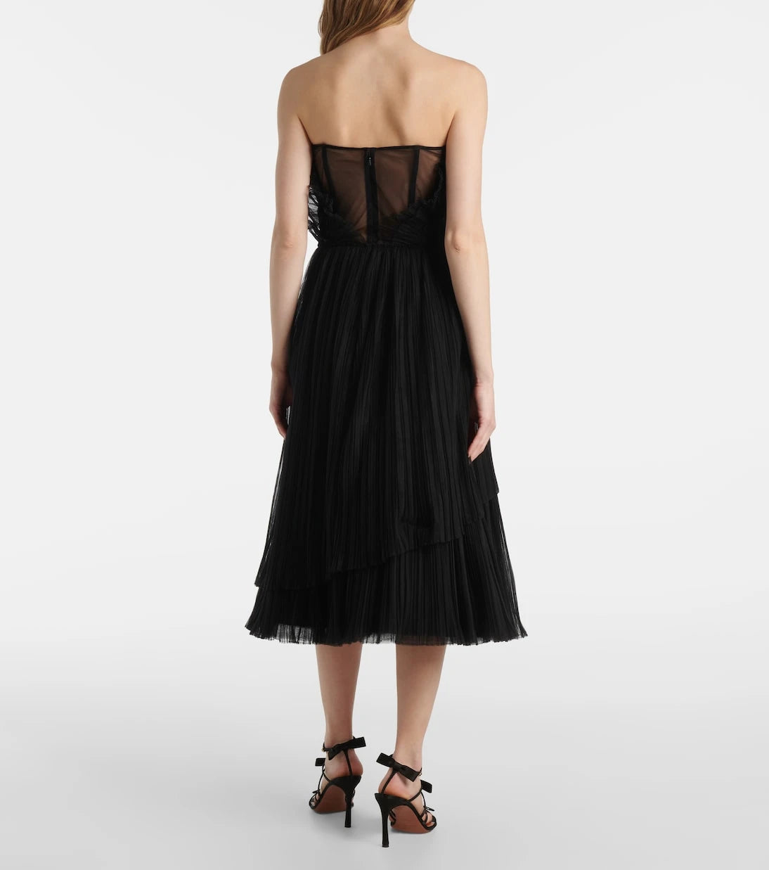 Costarellos - Dorea plissé tiered cocktail dress