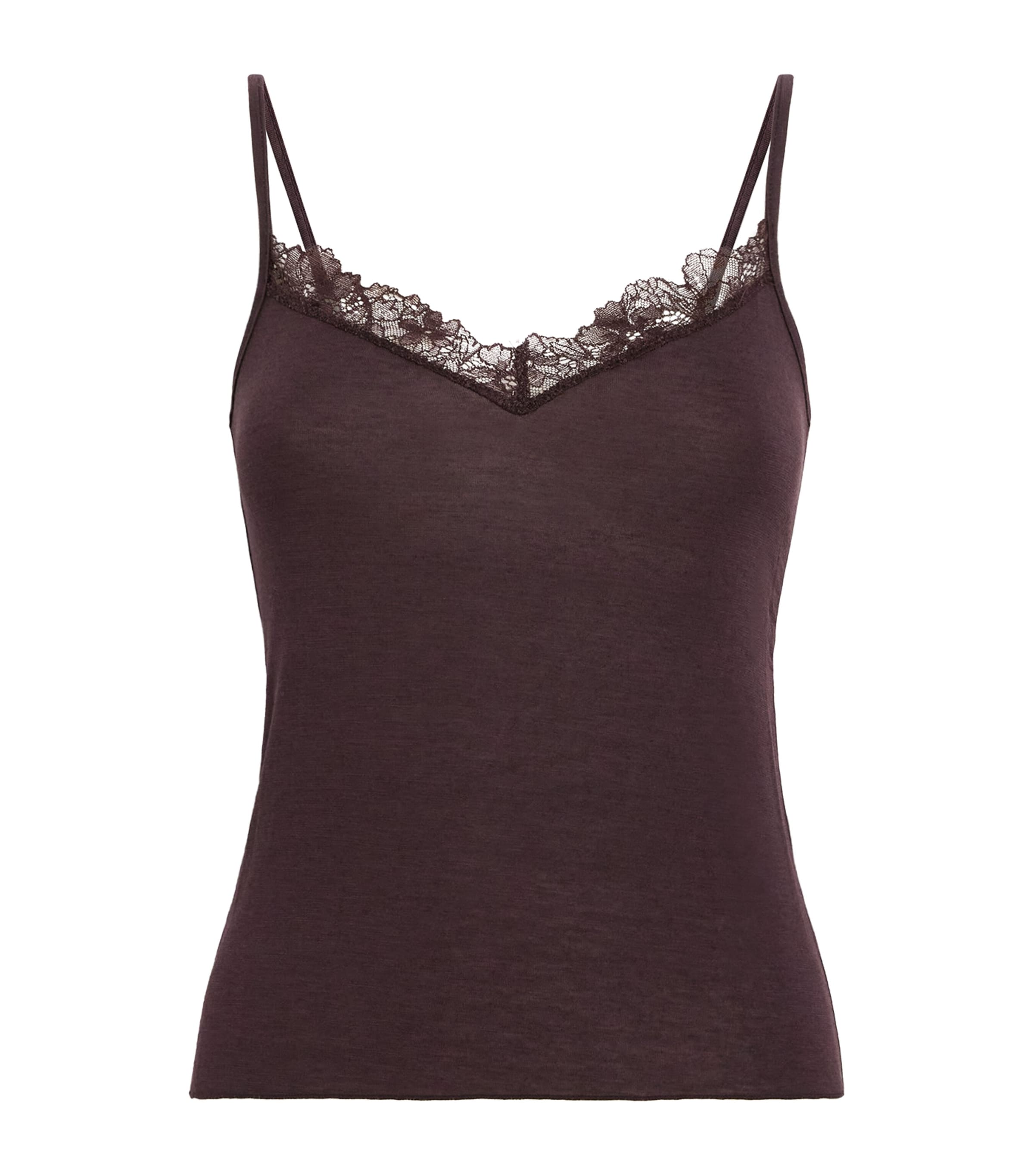Burgundy Sheer Modal Lace Camisole