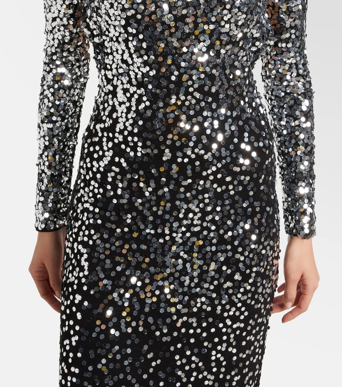 Rabanne - Sequined open-back jersey gown