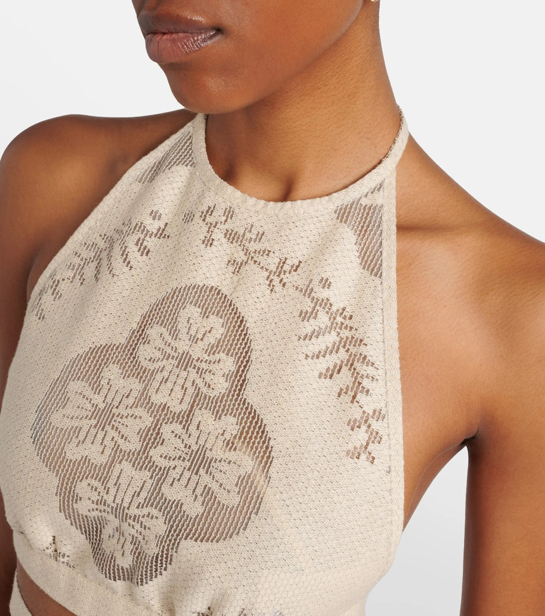 Valentino - Open-back cotton-blend crop top