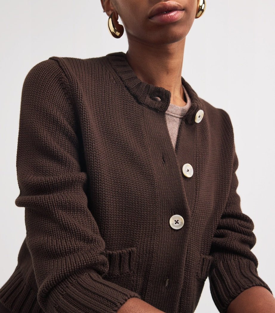 ME+EM Brown Cotton Cropped Cardigan