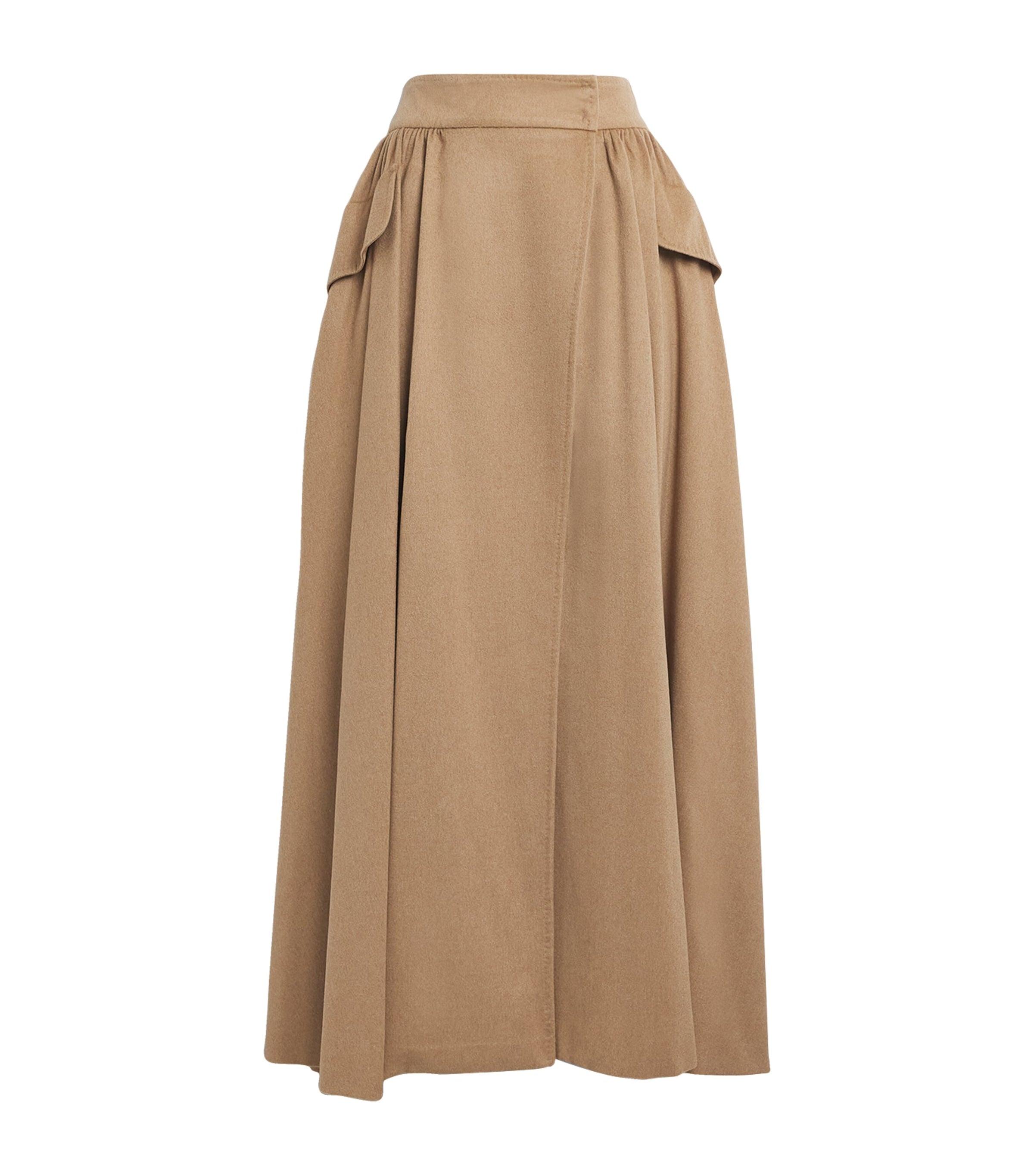 Beige Camel Wool Maxi Skirt