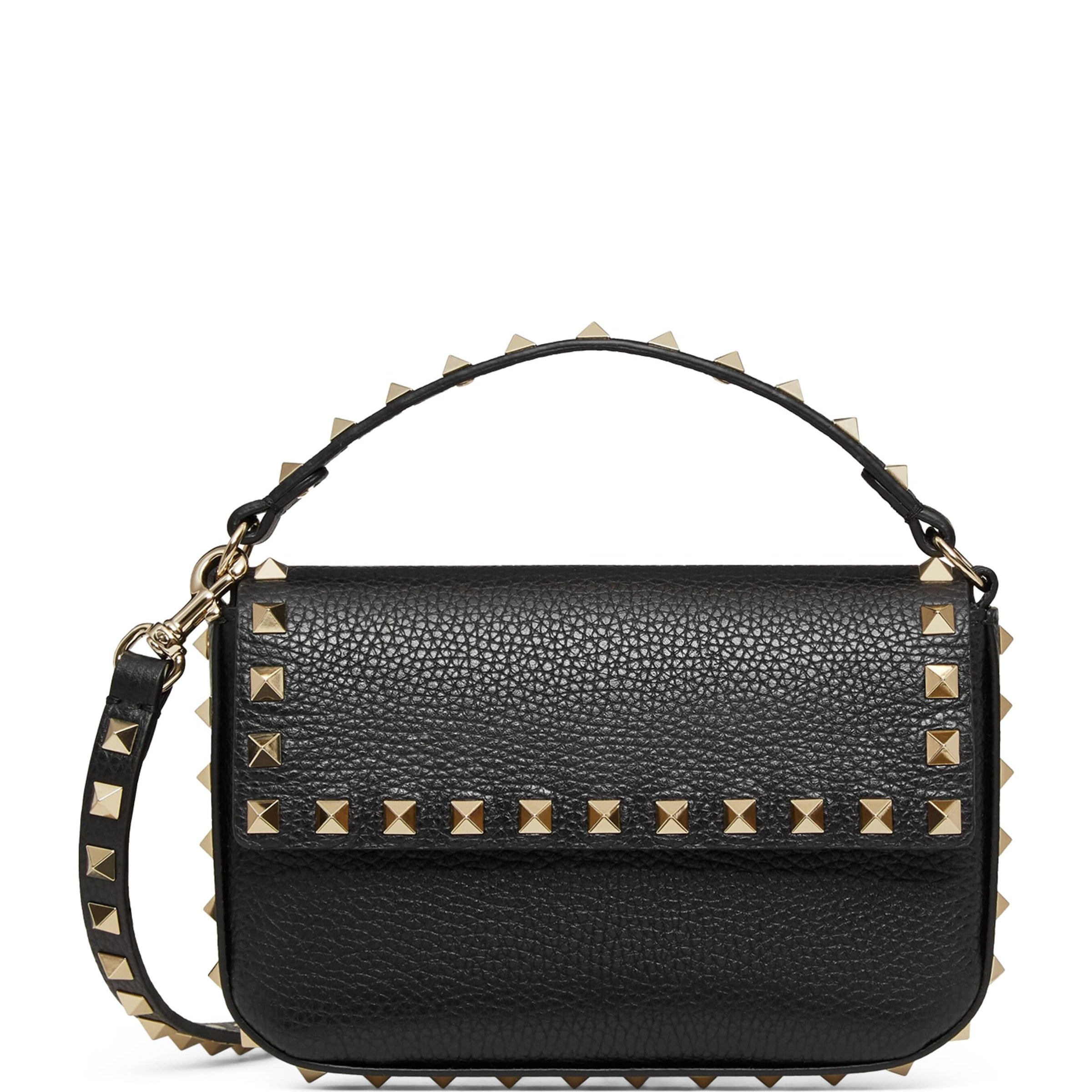 Valentino Garavani Black Leather Rockstud Cross-Body Pouch
