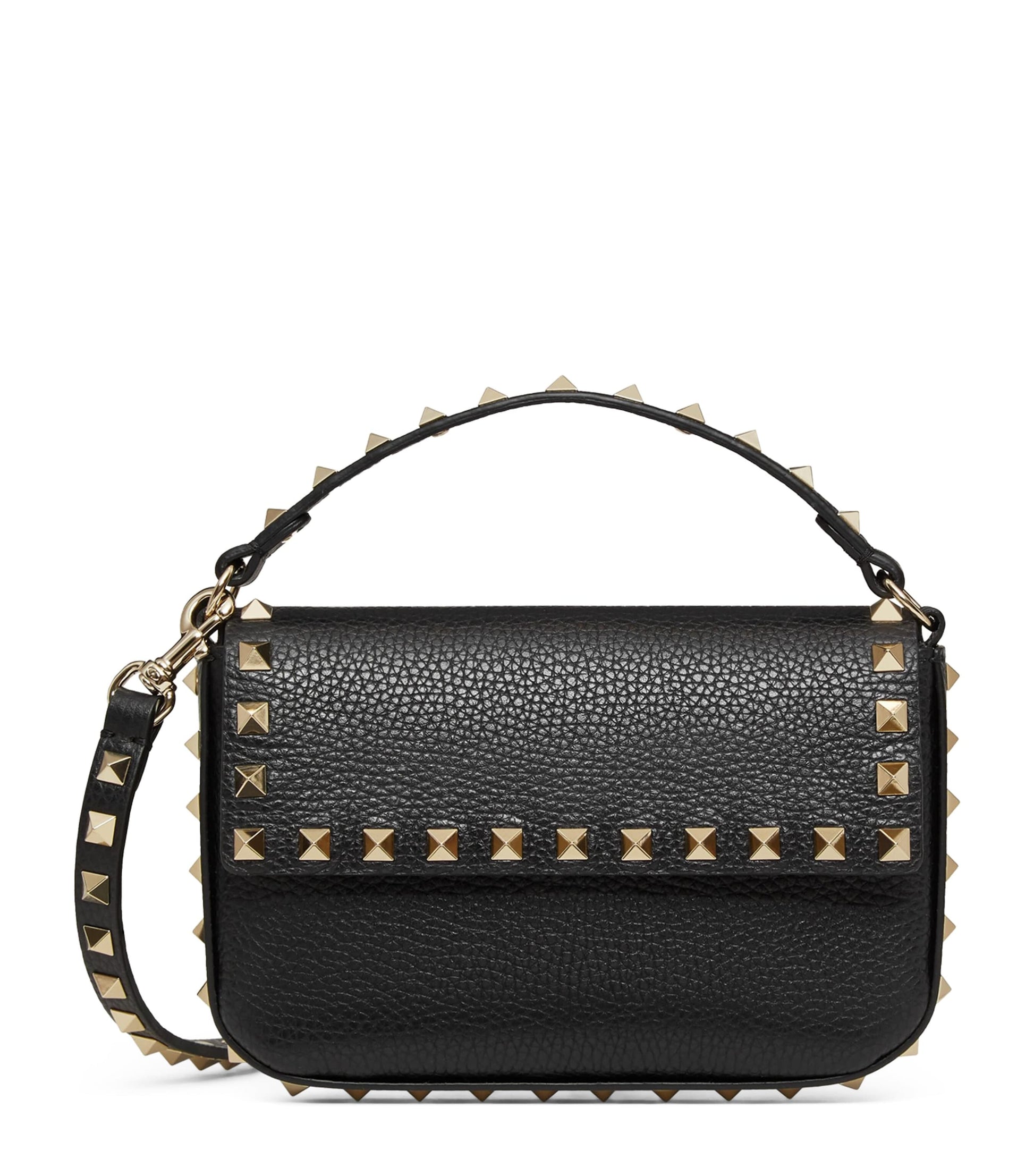 Valentino Garavani Black Leather Rockstud Cross-Body Pouch
