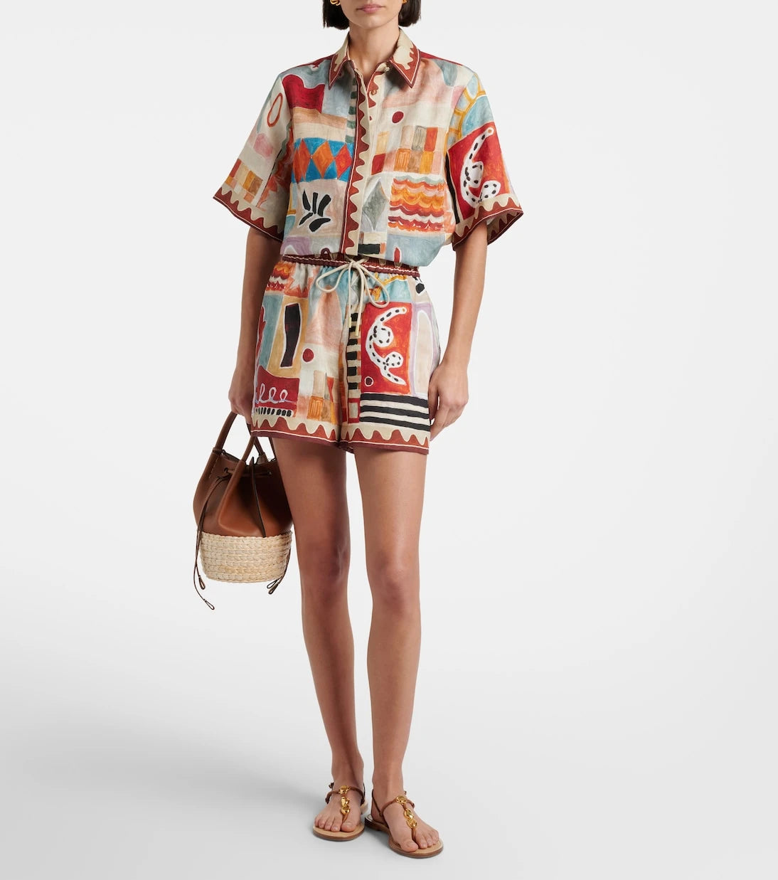 Alémais - x LRNCE Michelle printed linen Bermuda shorts