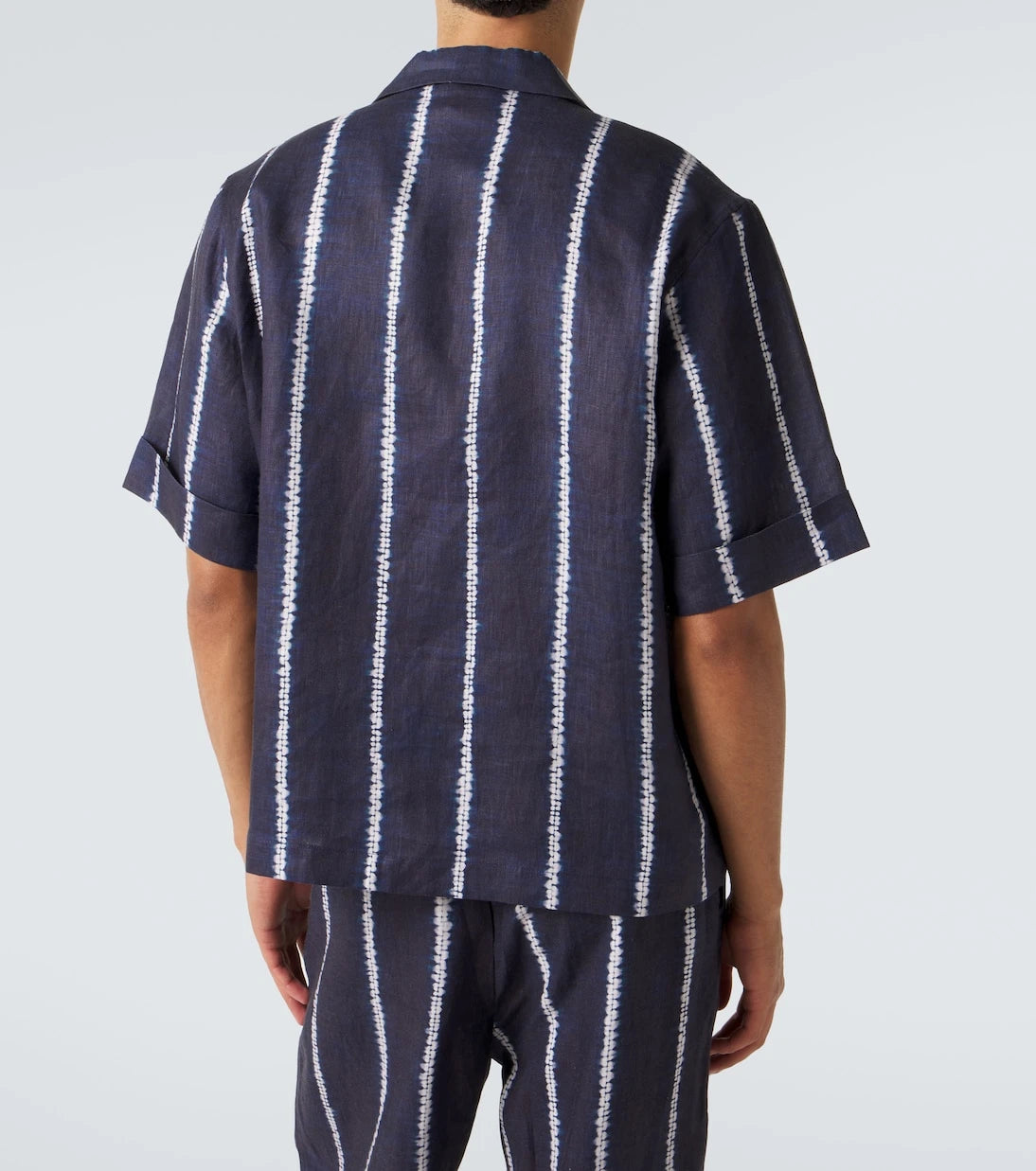 Commas - Striped linen bowling shirt