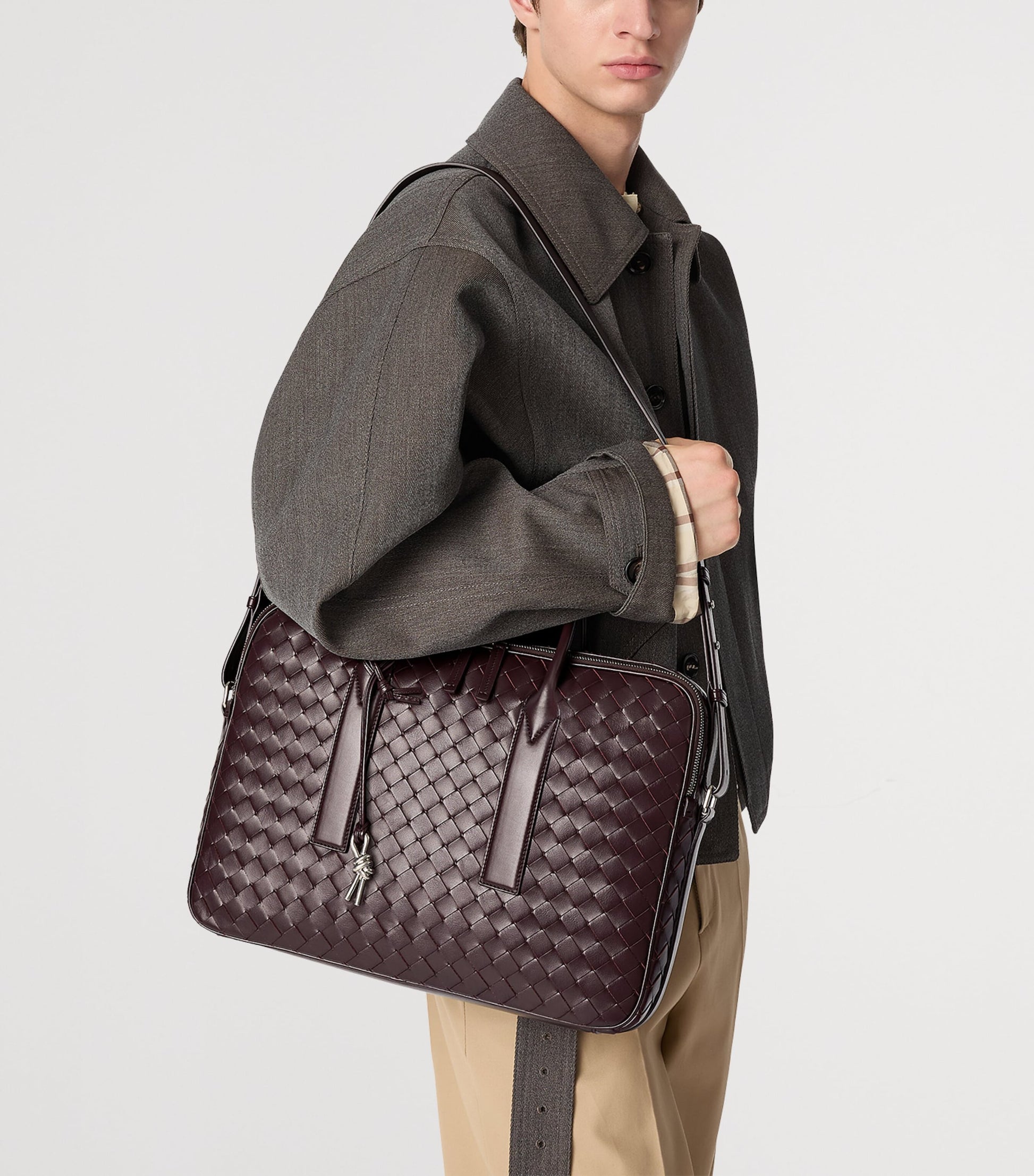 Leather Intrecciato Getaway Briefcase