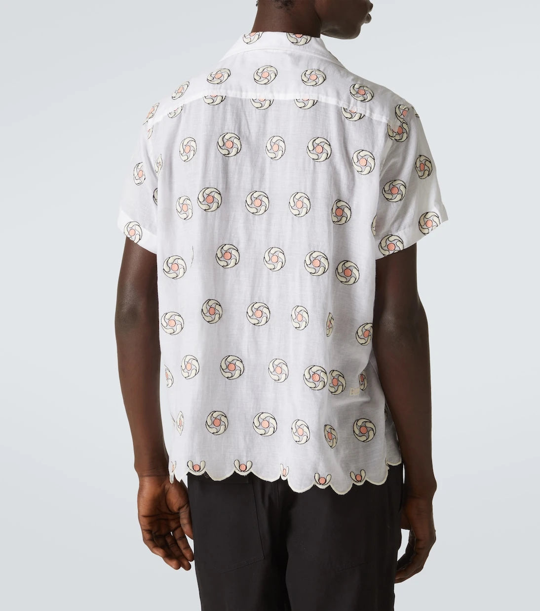 Bode - Floral Aperture scalloped cotton shirt