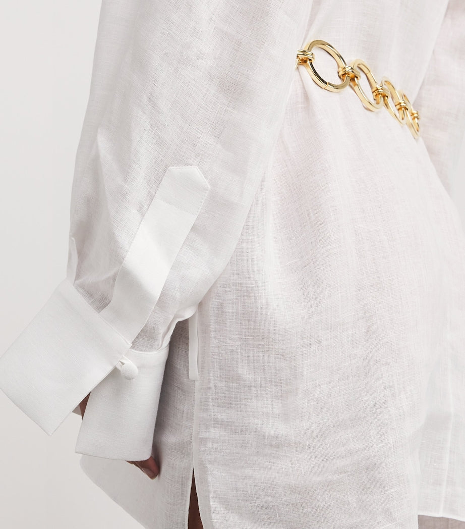 Linen Bahamas Tunic Mini Dress LATTE