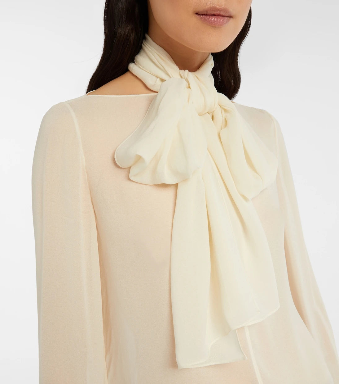 Alaïa - Sheer tie-neck blouse