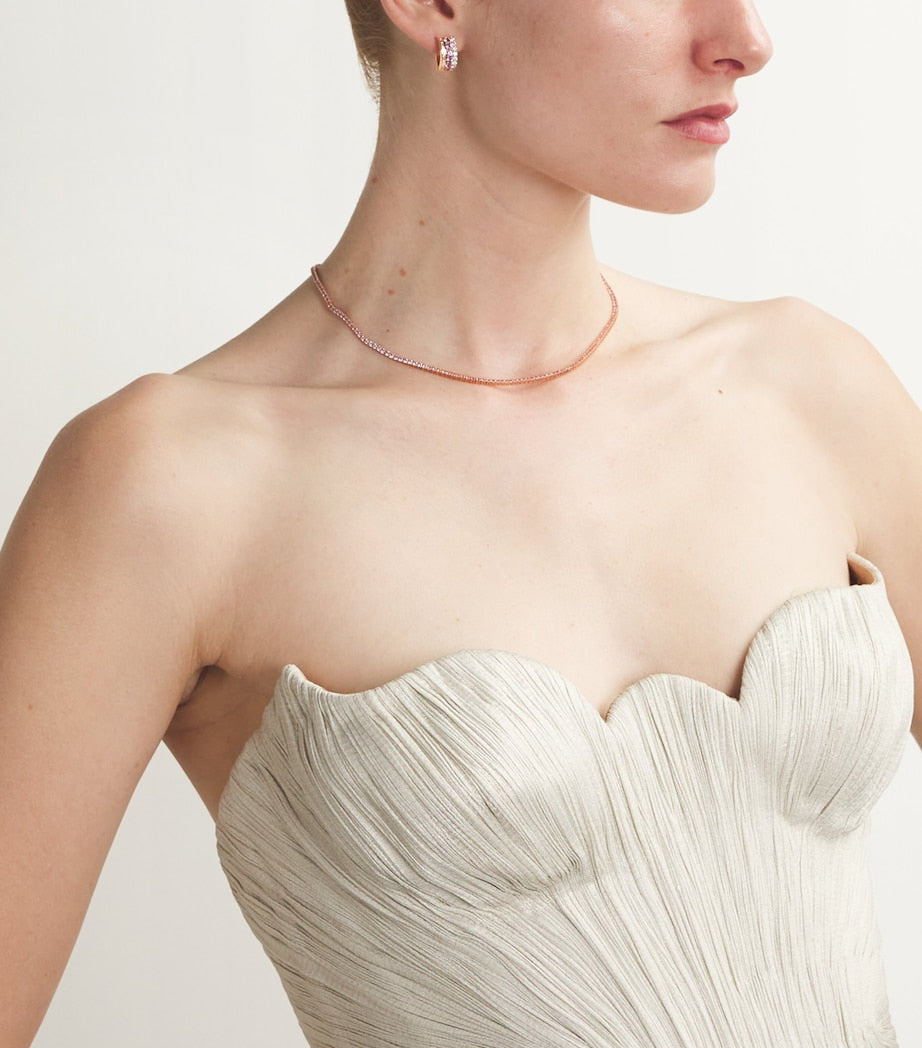 Rose Gold, Pink Sapphire and Diamond Lola Huggie Earrings