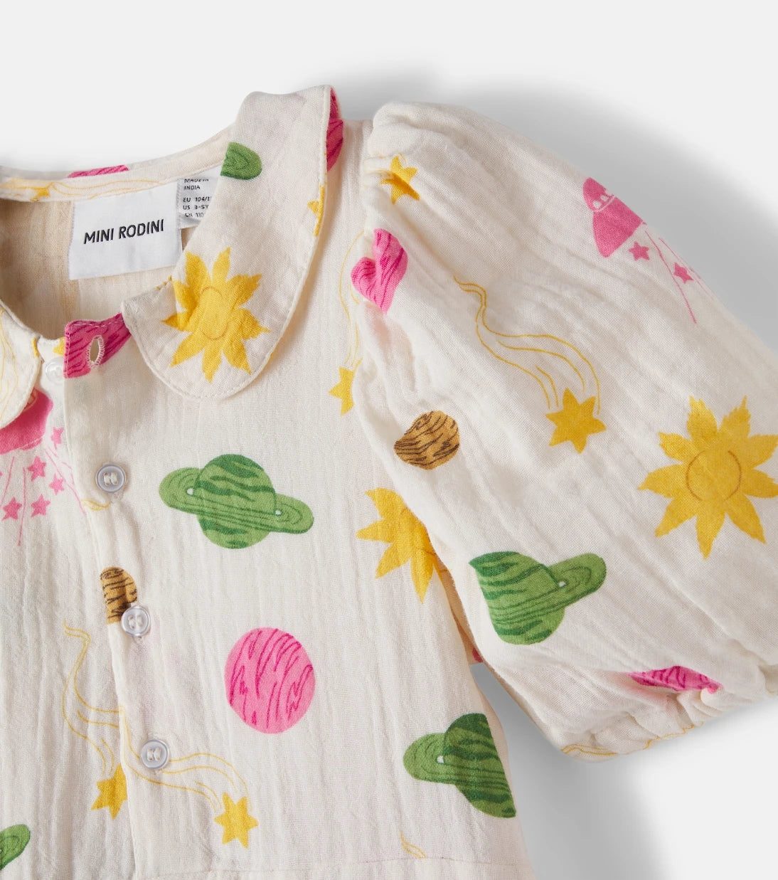 Mini Rodini - Space printed cotton muslin dress