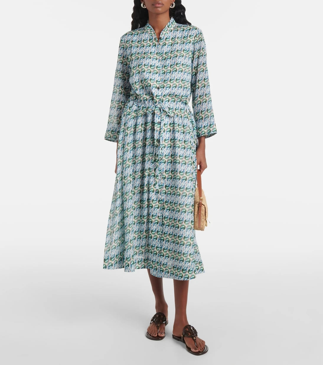 Tory Burch - Printed silk and cotton midi dress