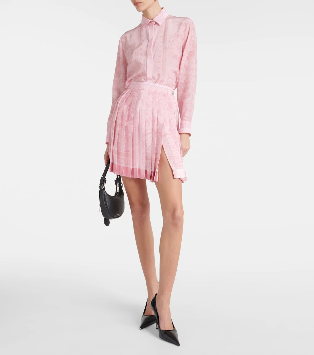 Versace - Barocco pleated silk miniskirt