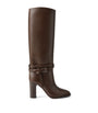 Ralph Lauren Collection Brown Leather Donnely Knee-High Boots 90