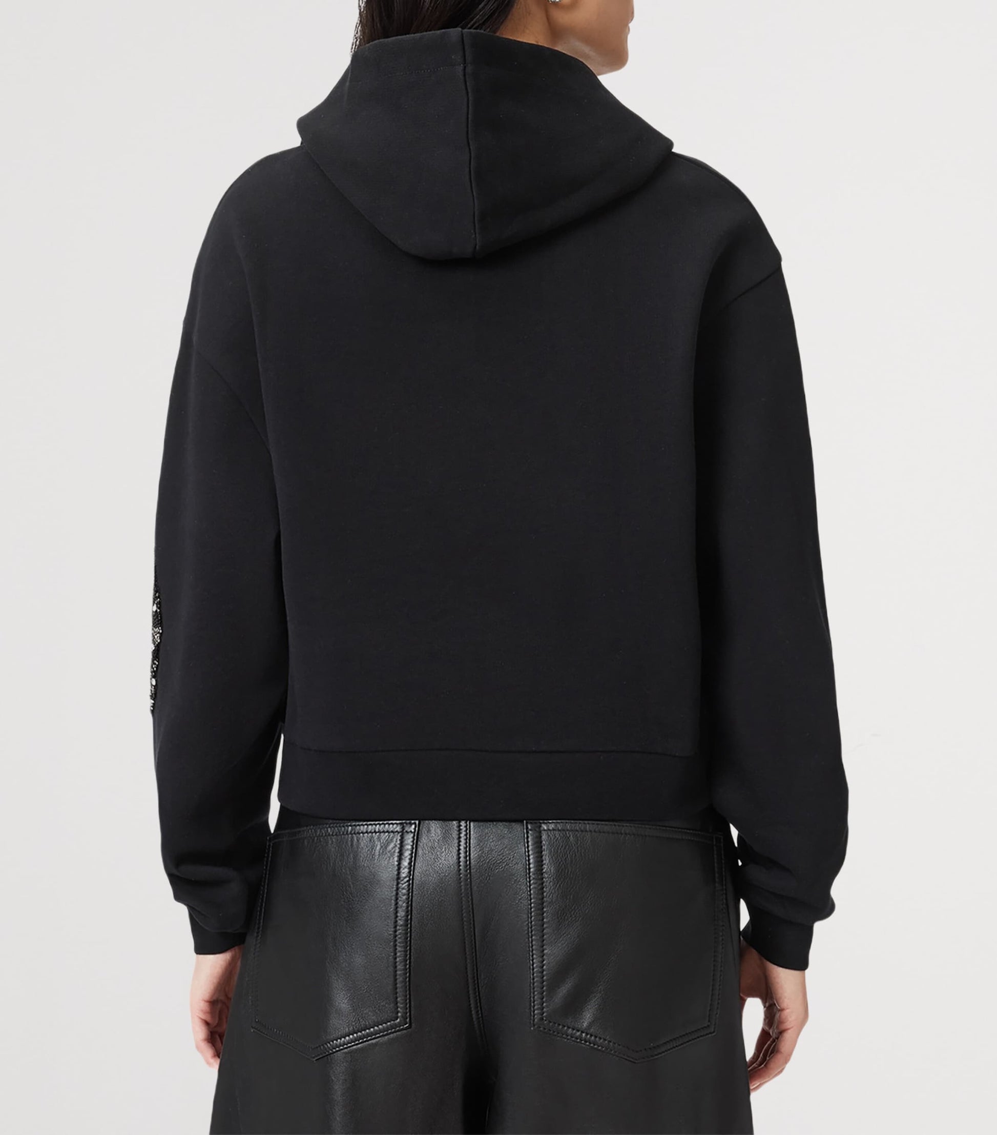 AllSaints Black Cotton Embellished Pippa Hoodie