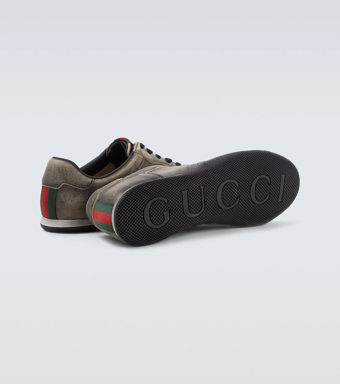Gucci - Gucci Shift Web Stripe leather sneakers