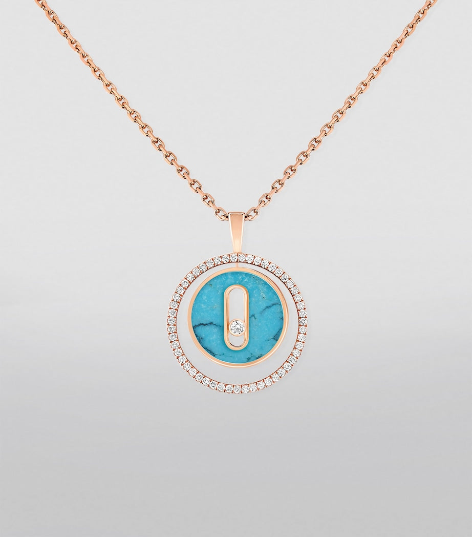 Rose Gold, Diamond and Turquoise Lucky Move Necklace
