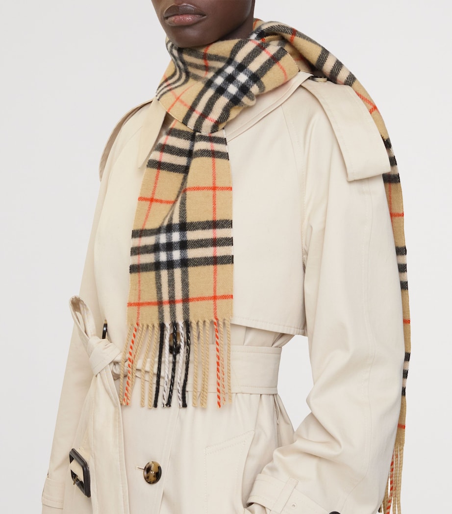 Burberry Beige Cashmere Narrow Check Scarf
