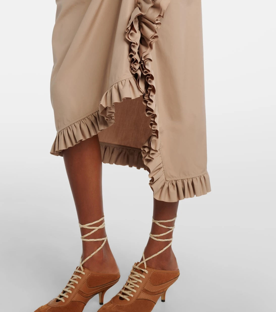 Dries Van Noten - Ruffled draped midi skirt