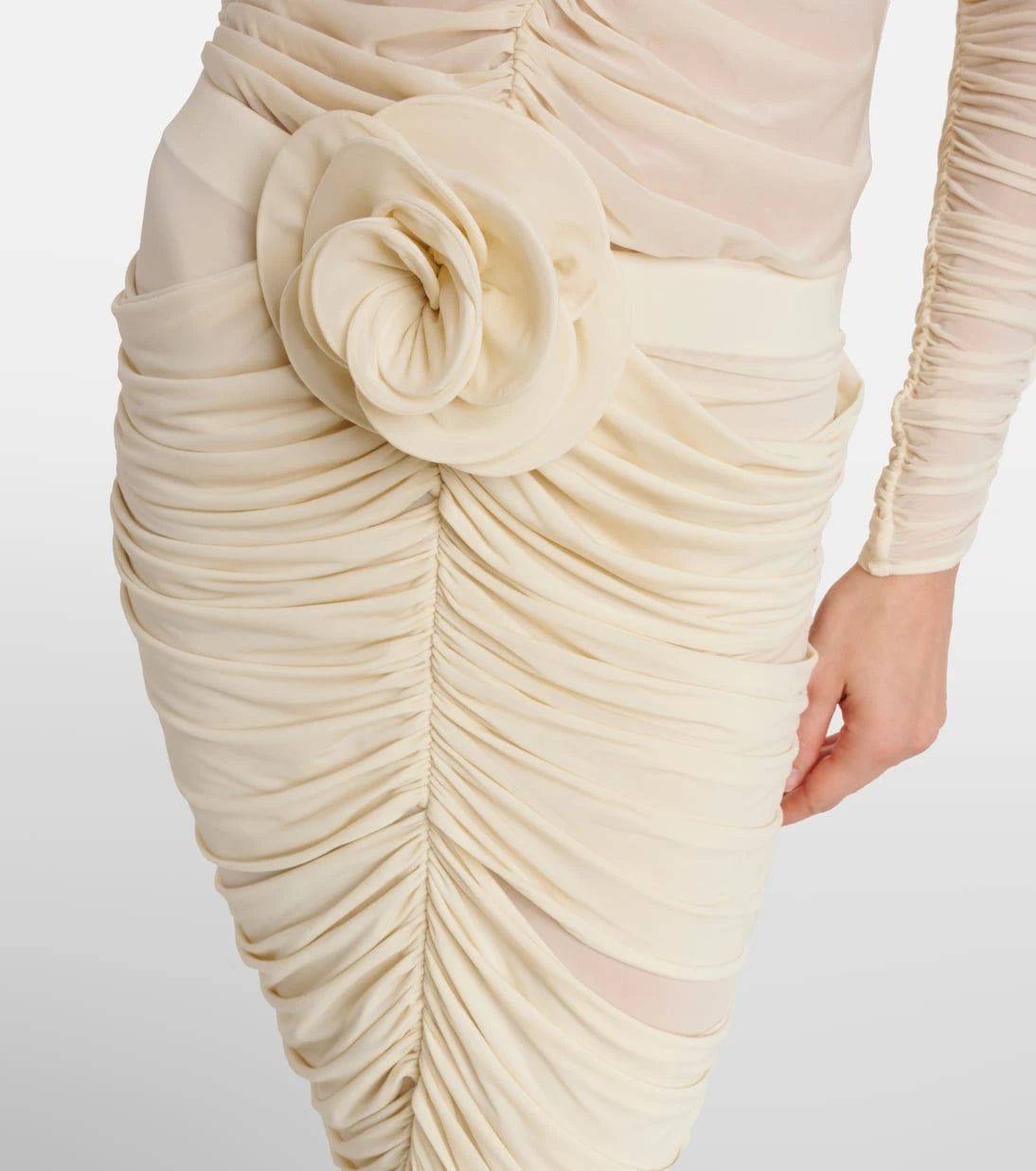 Magda Butrym - Floral-appliqué ruched midi skirt