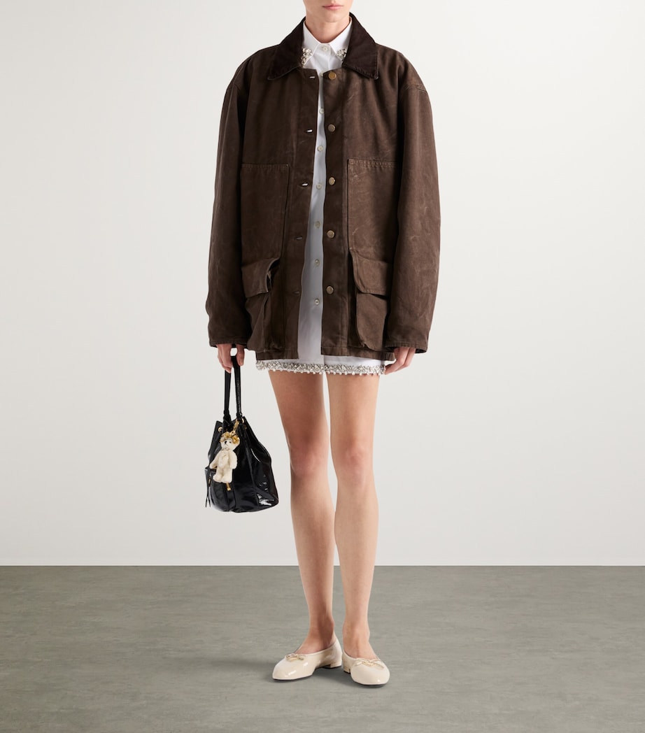 Prada Brown Shearling-Trim Barn Jacket