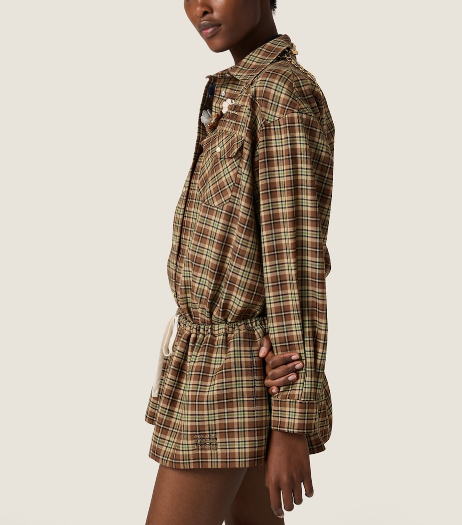 Brown Wool Plaid Mini Skirt