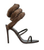 René Caovilla Brown Fur-Trim Cleo Sandals 105