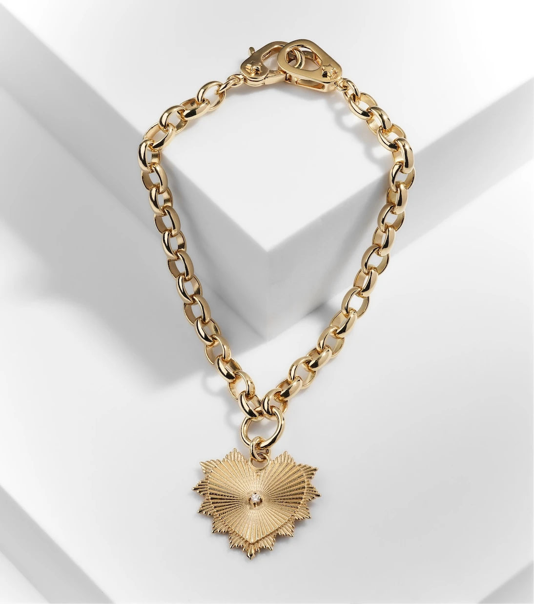 FoundRae - Radiating Heart Medium 18kt gold chain bracelet with diamond