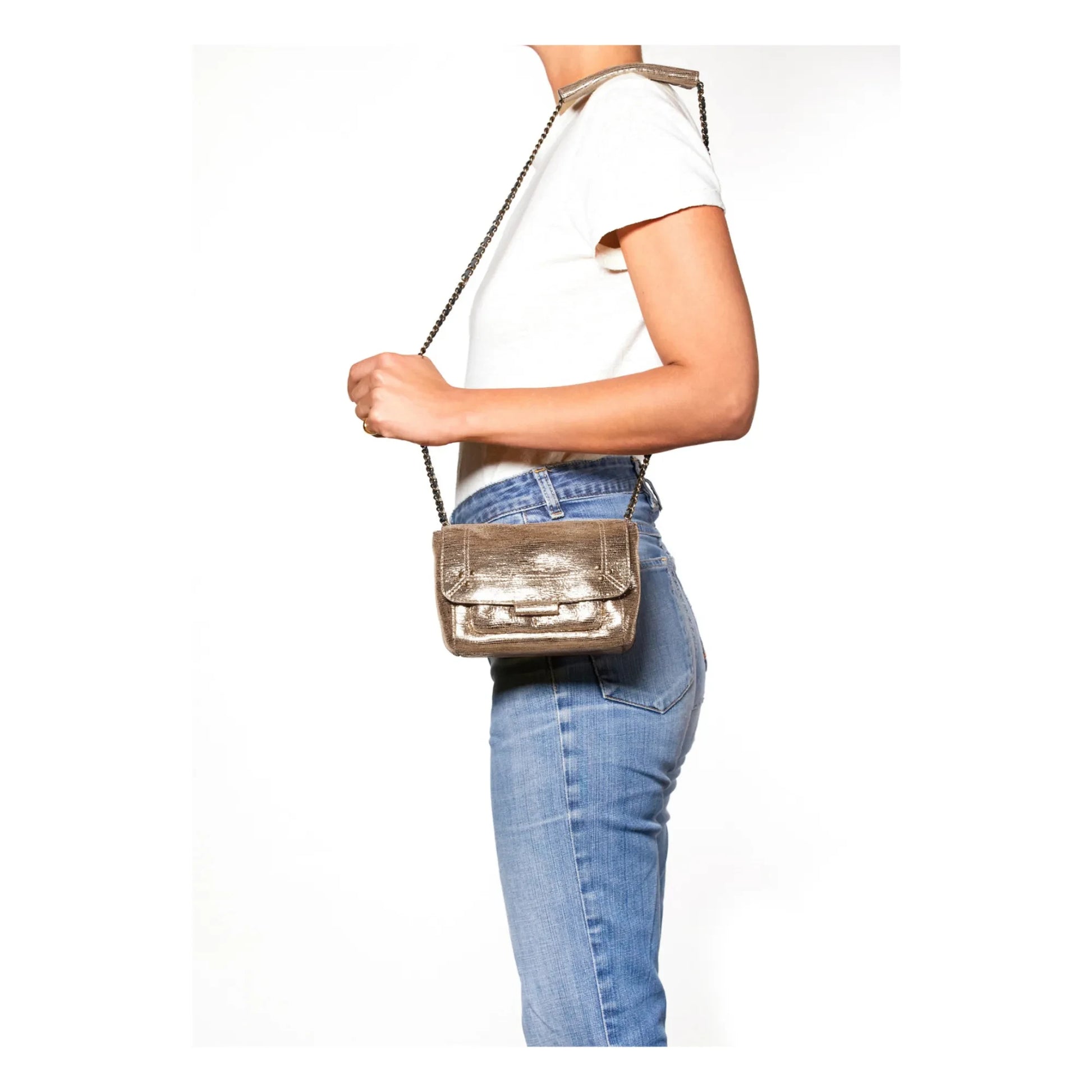 Jérôme Dreyfuss - Lulu S Lamé bag | Champagne