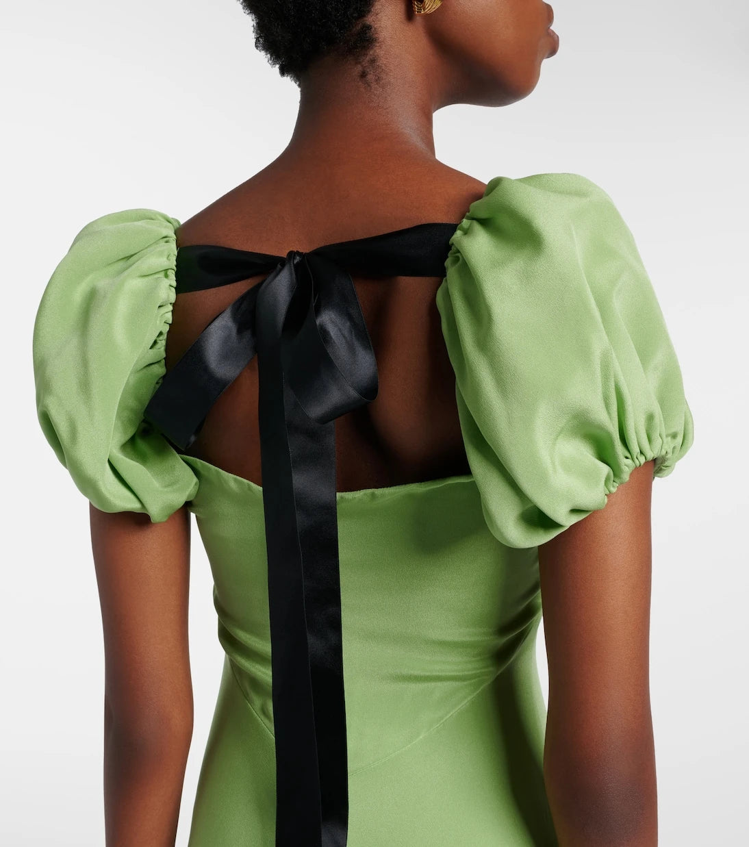 Rodarte - Puff-sleeve silk crêpe maxi dress