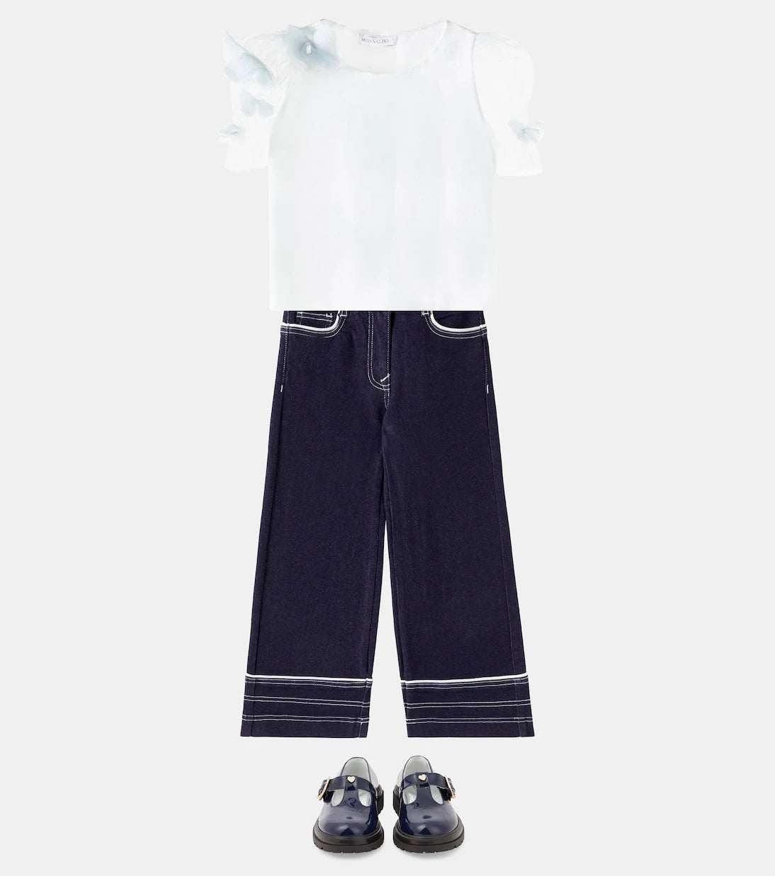 Monnalisa - Appliqué cotton-blend T-shirt