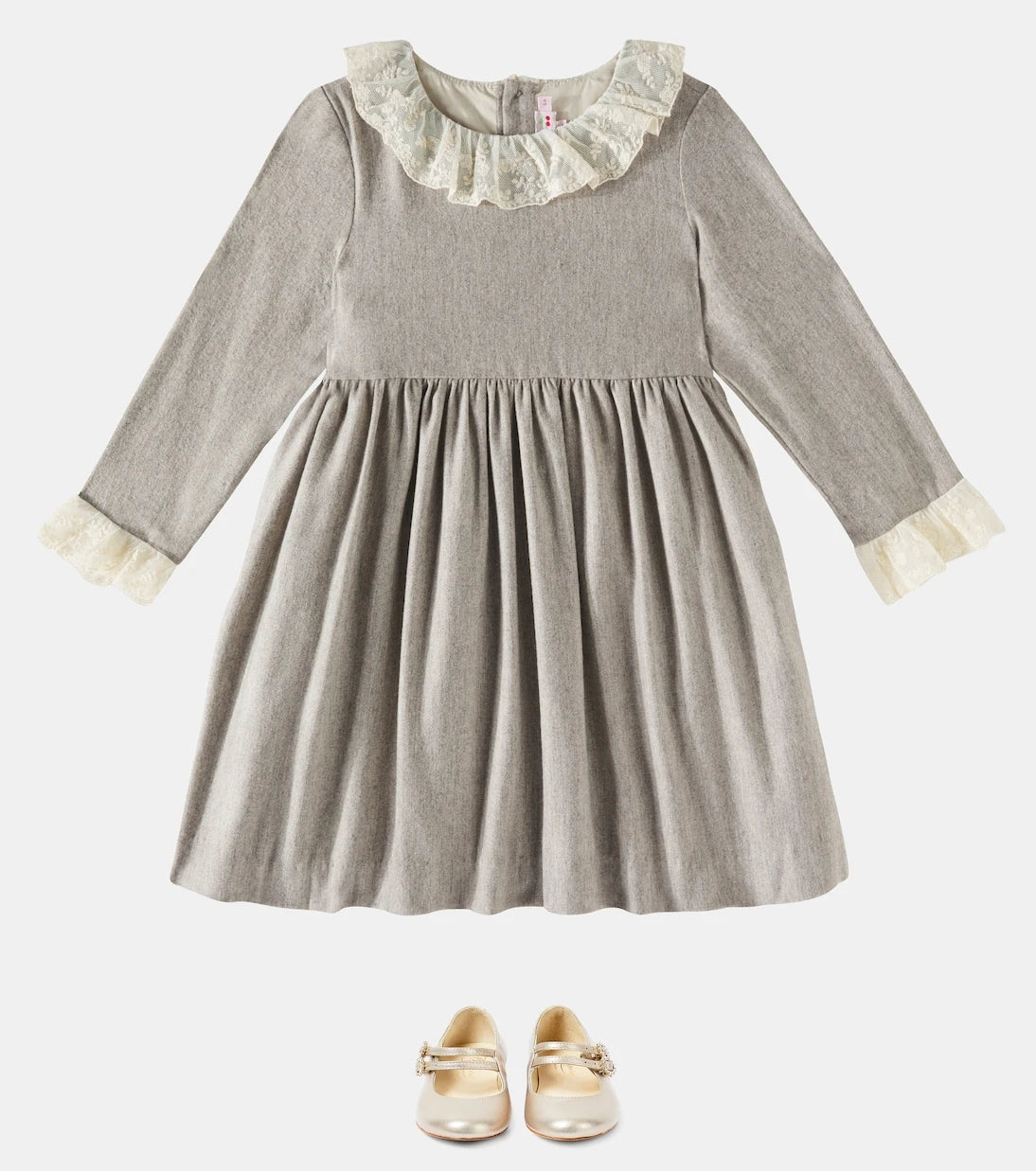 Bonpoint - Flavie tulle-trimmed flannel dress