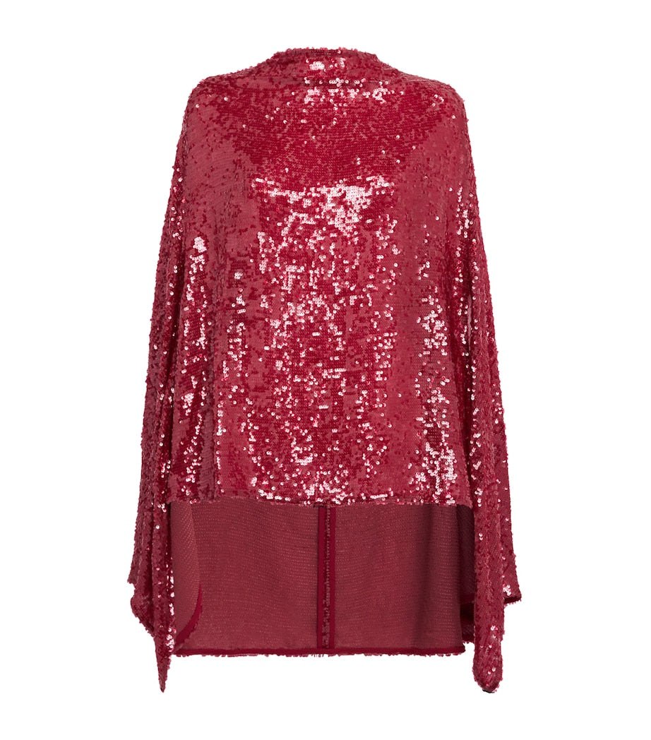 LAPOINTE Pink Oversized Sequin Cape T-Shirt