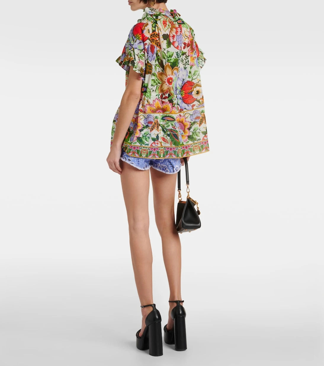 Etro - Floral ruffled cotton blouse
