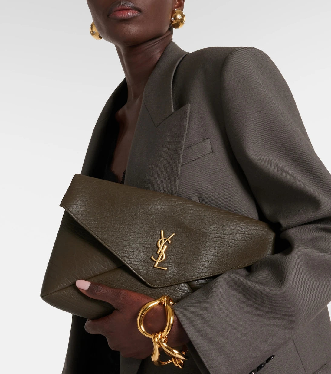 Saint Laurent - Cassandre Large leather clutch