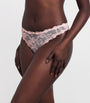 Skims Pink Stretch-Lace Dipped Thong