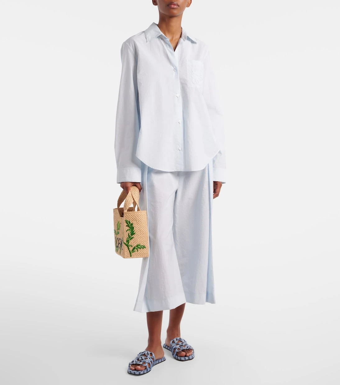 Loewe - Paula's Ibiza cotton-blend poplin wide-leg pants
