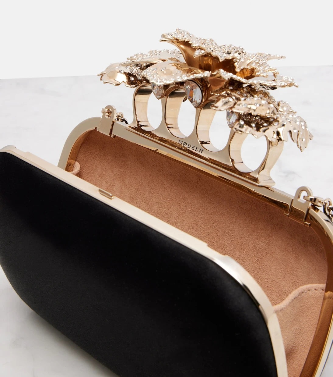 McQueen - Carnation Knuckle satin clutch